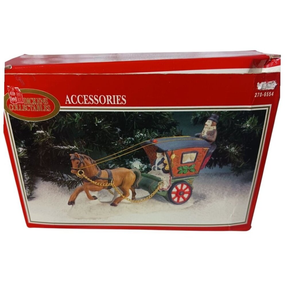 Dickens Collectables Vtg 1995 Horse-Drawn Carriage Christmas Figurine Decoration